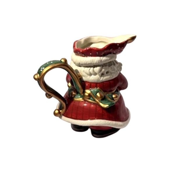 Vintage Fitz and Floyd Santa Creamer Pitcher Candy Cane Lane Holiday Decor - Picture 2 of 10